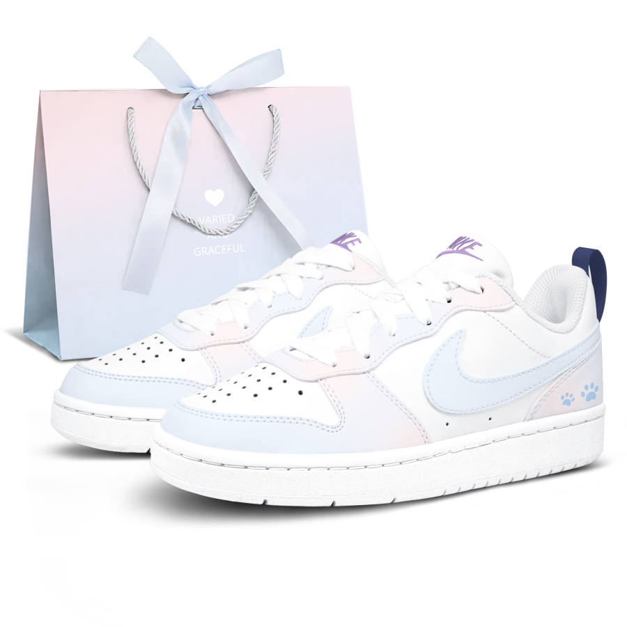Nike Nike Court Borough Blue Meow Pink Trace Low top Kids' Skateboarding Shoes Blue Pink Unisex