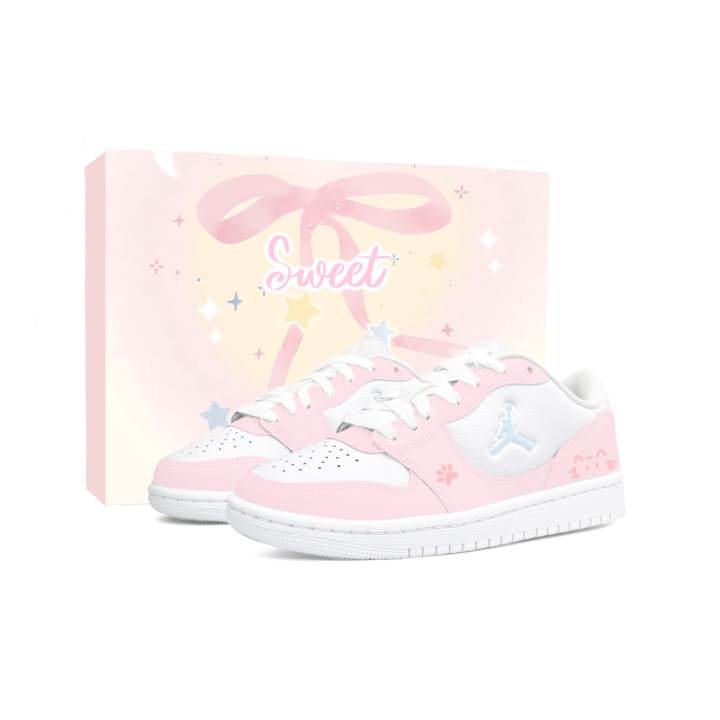 Jordan Jordan COURT CONNECT Sweet Pink Cat BOX Genuine Leather Slip Resistant, Abrasion Resistant, Height Increasing Low top