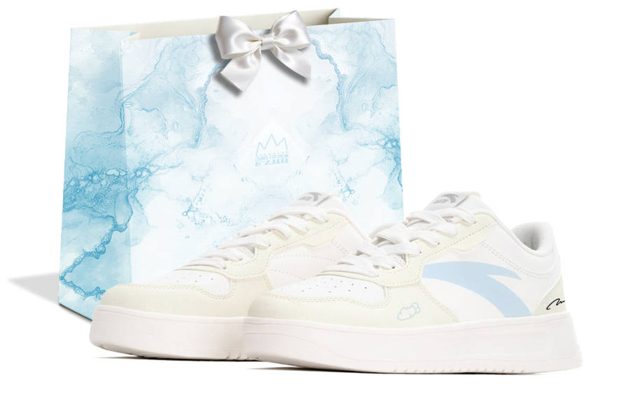 Anta Easy Girlish Collection Abrasion Resistant Lightweight Low top Skateboard Shoes Women's Beige Blue White