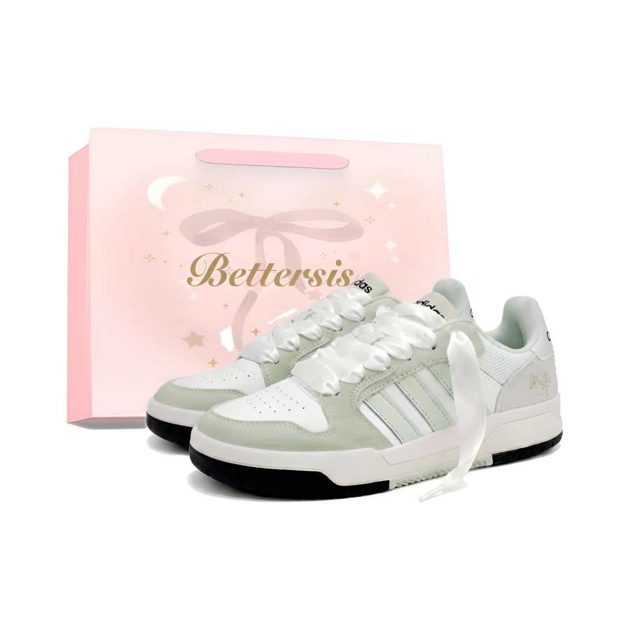 Adidas Adidas ENTRAP Light Green Floral Cushioning Abrasion Resistant Lightweight Low top Skateboard Shoes Unisex White Green