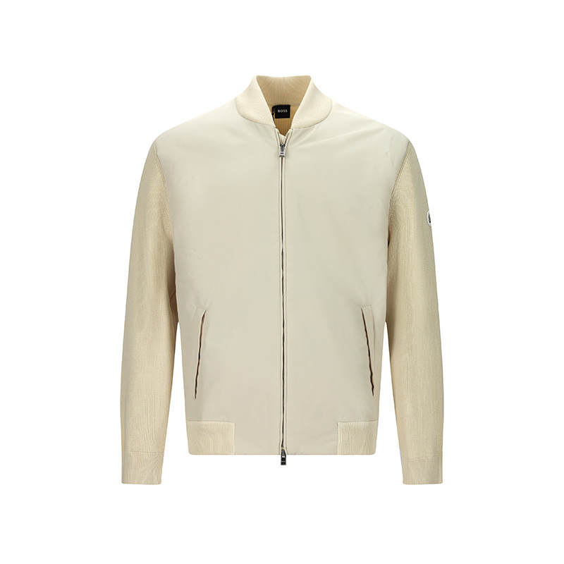 HUGO BOSS Jackets Men's Beige Baseball Collar Thin Other