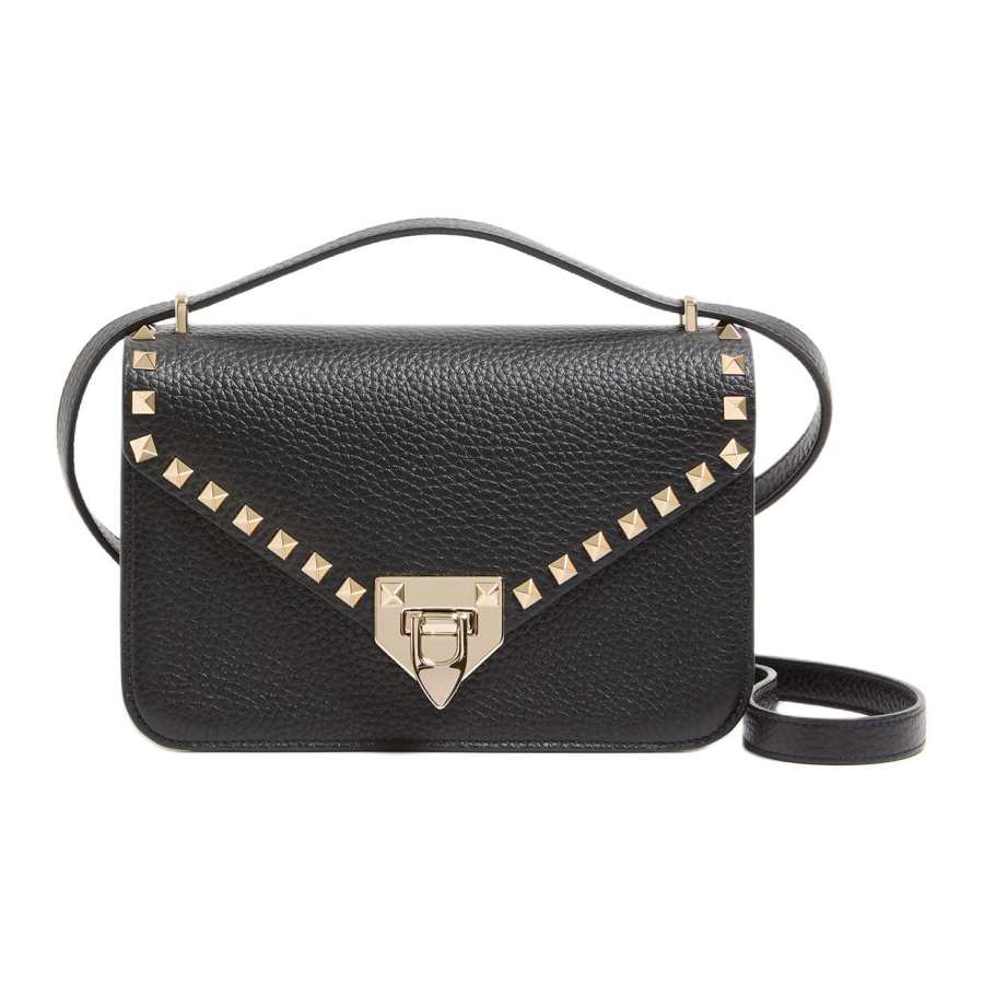 Valentino Valentino Rockstud Grain Cow Leather Crossbody Bags Small Women's Black