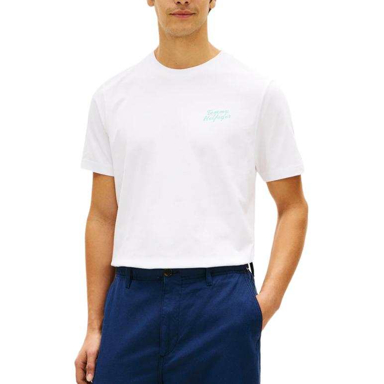 Tommy Hilfiger T Shirts Men's White Crew Neck Moderate Straight Fit