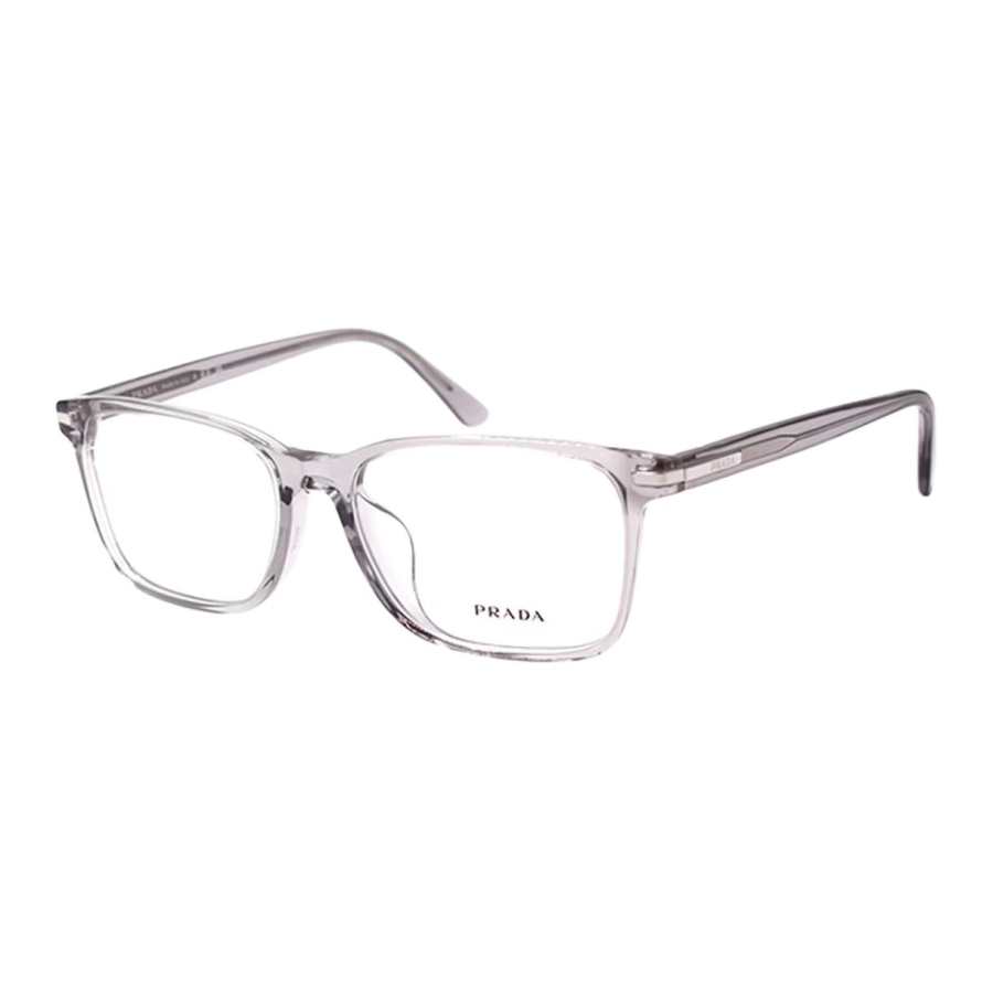 PRADA PRADA Plate Square Prescription Glasses Men's Transparent Brown Gray