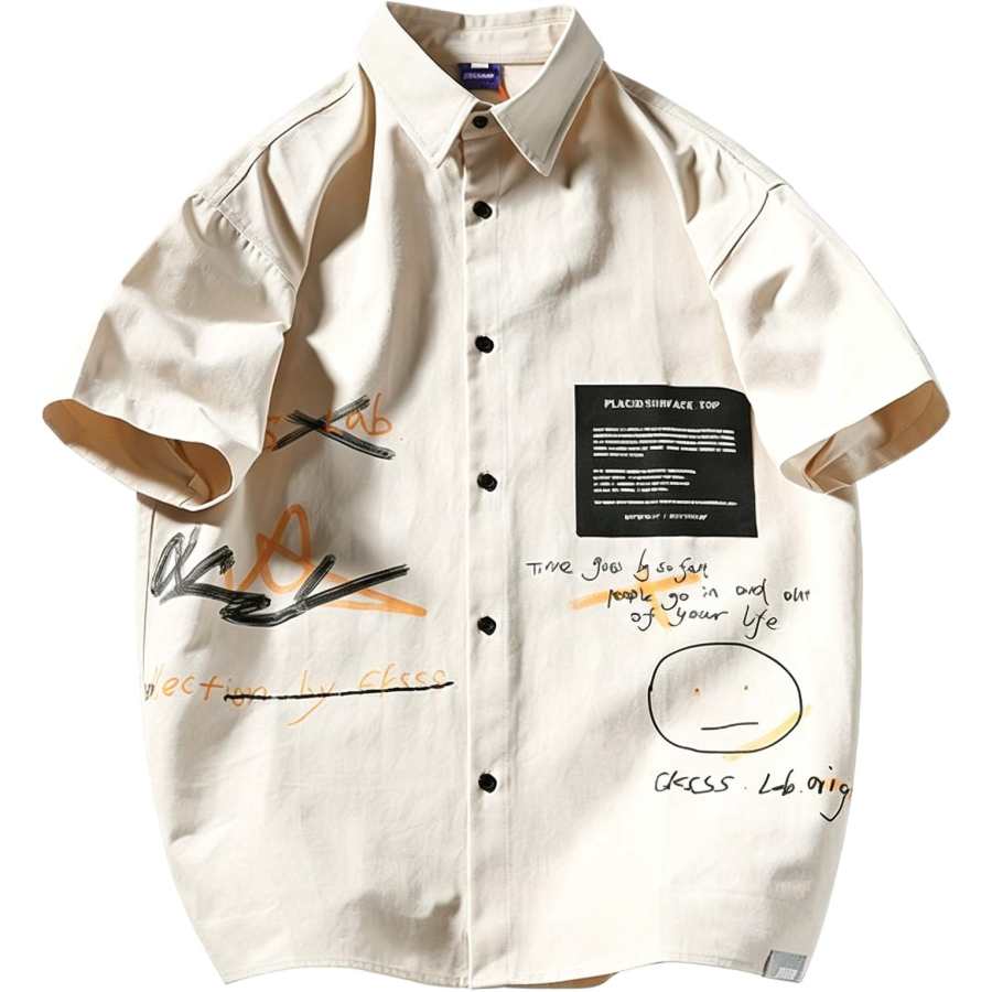 Lnga Landgre Shirts Men's Lapel Thin Workwear