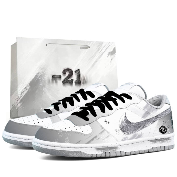 Nike Nike Big Cushioning Abrasion Resistant Lightweight Slip Resistant Low top Skateboard Shoes Men's White Black