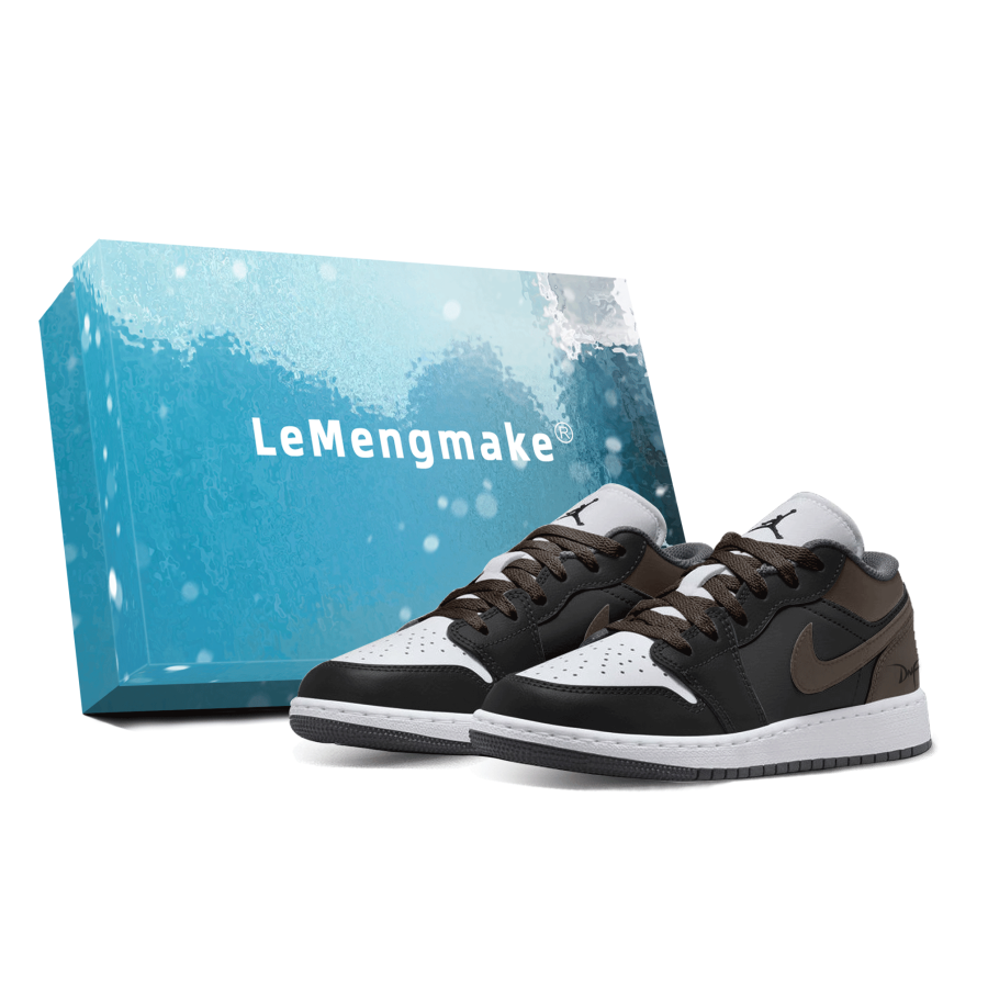Jordan Jordan Air Jordan 1 Ink Jade Mystical Brown Slip Resistant Abrasion Resistant Low top Children's Basketball Shoes