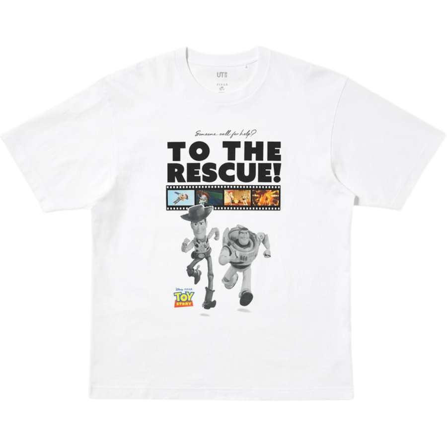 UNIQLO Pixar Collaboration T Shirts Unisex White Crew Neck Straight Fit