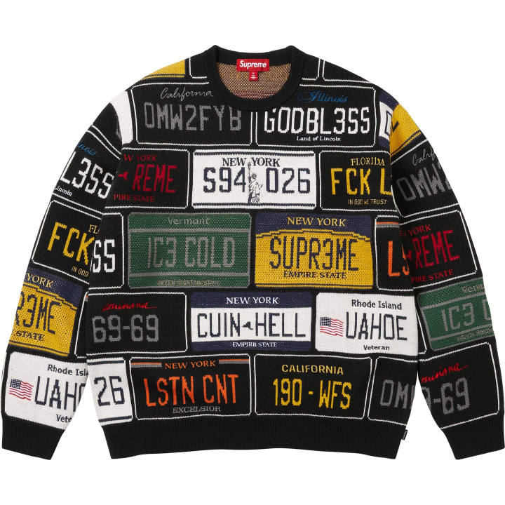 Supreme Supreme SS26 WEEK8 License Plate Sweater Unisex