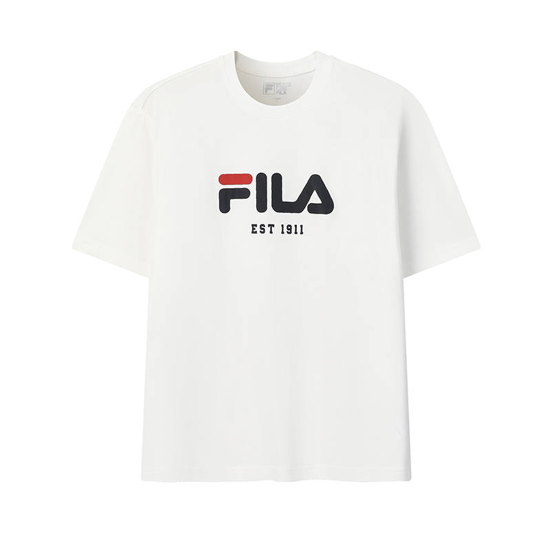 FILA T Shirts Unisex Cloud White Crew Neck Moderate