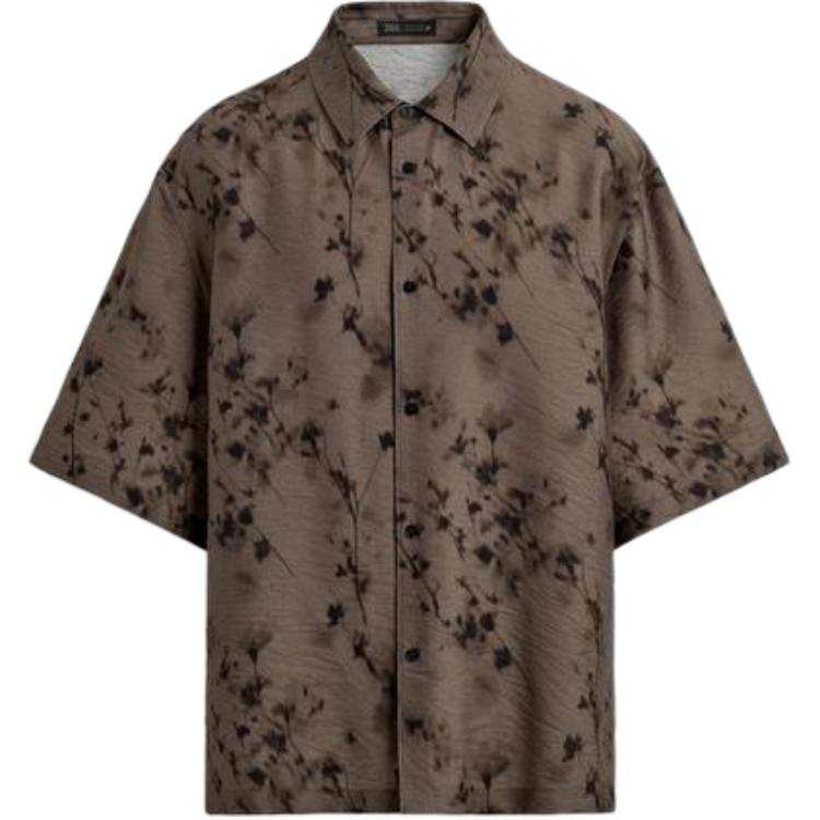 ZARA Shirts Men's Brown Lapel Moderate