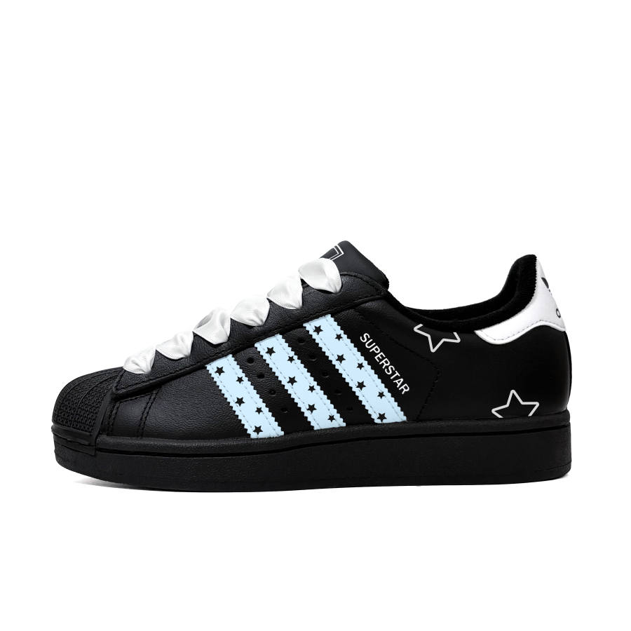Adidas Originals Superstar 2 Starry Whispers Leather Low top Kids' Skateboarding Shoes Black Teenagers