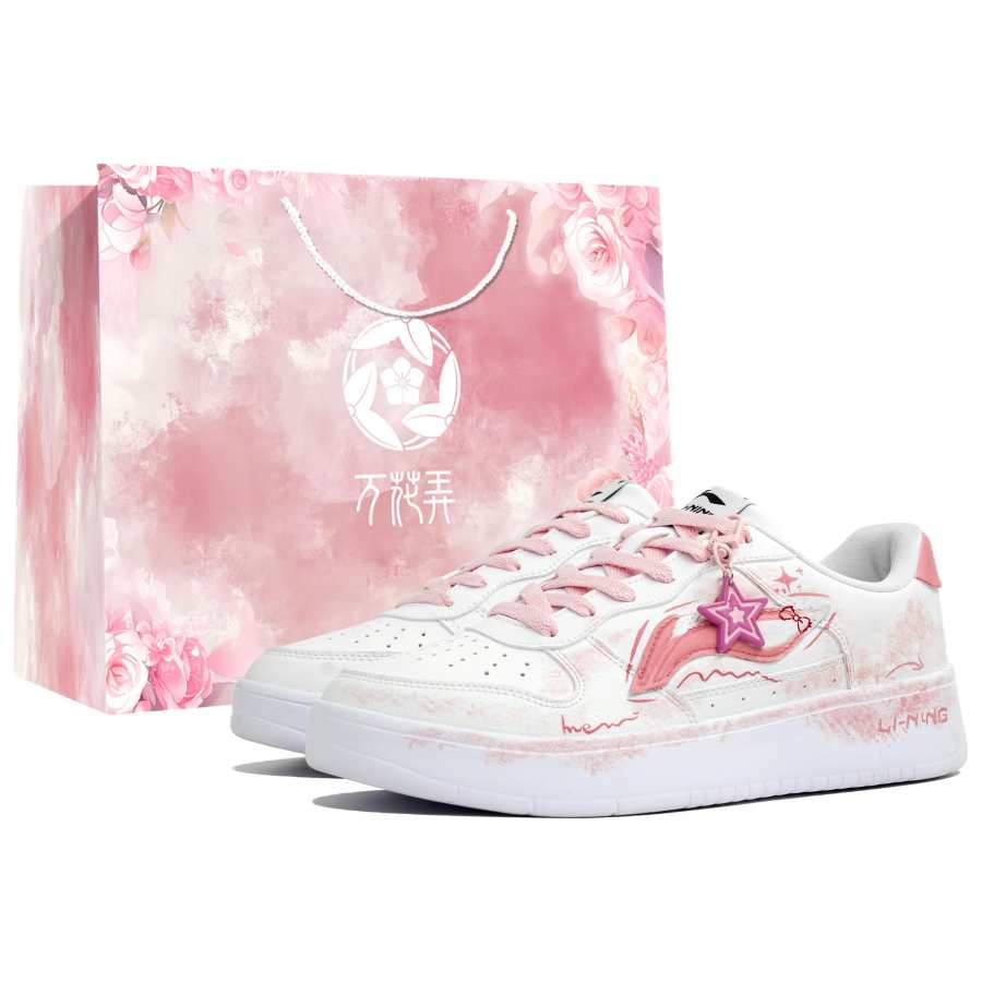 Li-Ning Li Ning Floating Boat Slip Resistant Abrasion Resistant Low top Skateboard Shoes Women's Pink White