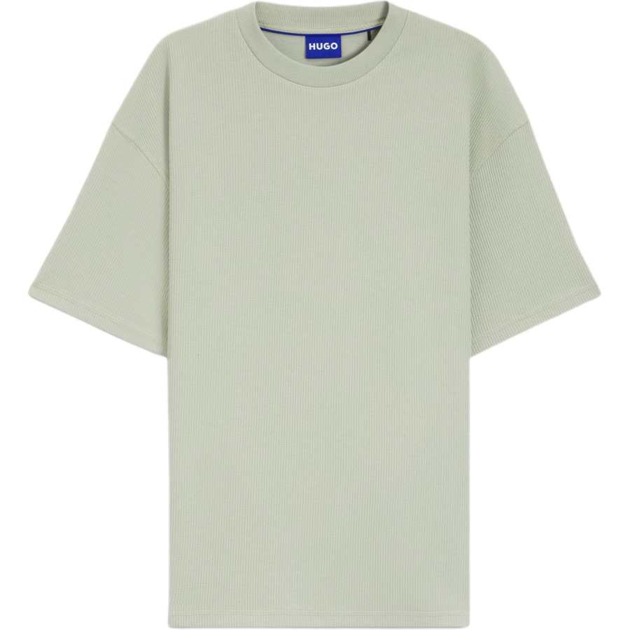 HUGO BOSS T Shirts Men's Light Green Crew Neck Moderate Straight Fit