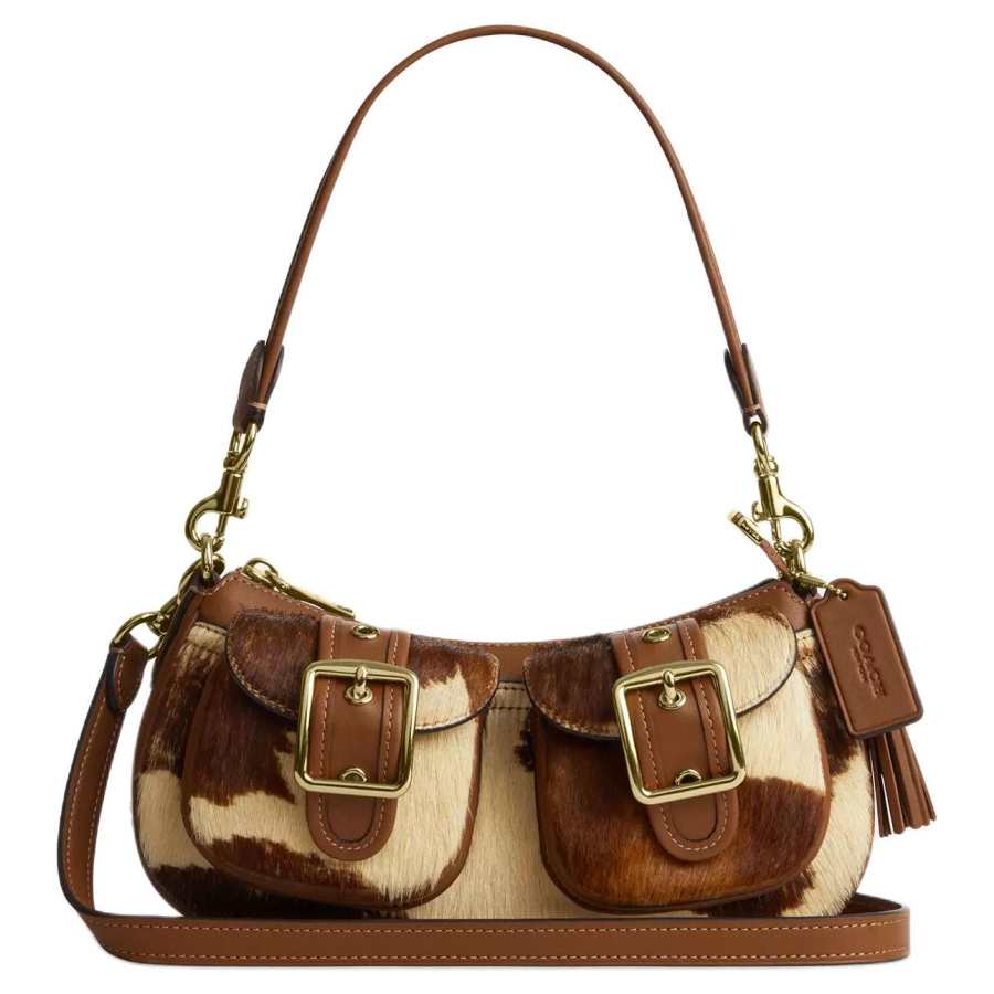 COACH Ashton Calf Hair With Smooth Leather Crossbody Bag, Shoulder Bag Medium Women's Brown