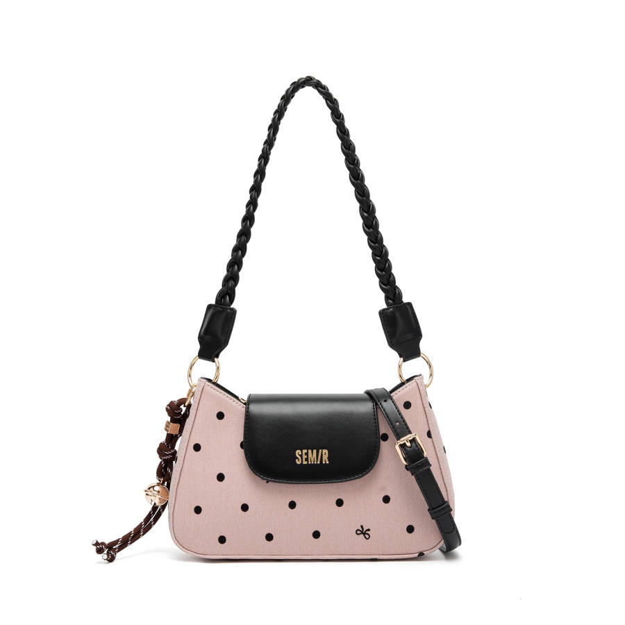 Semir Pu Shoulder Bag Regular Women's Polka Dot Pink & Black