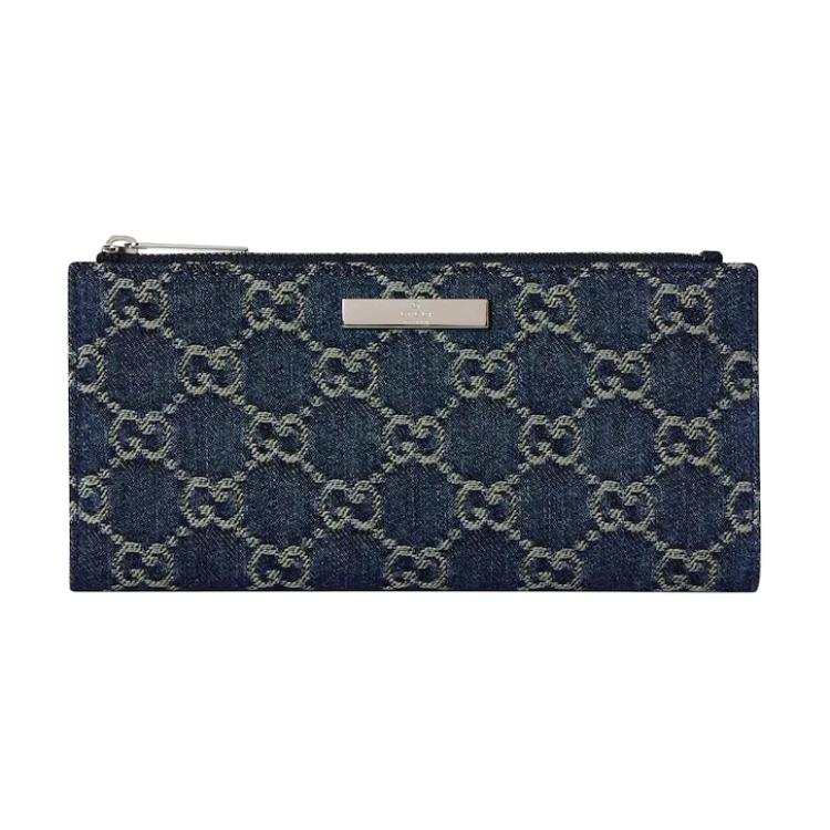 GUCCI Denim Wallet Women's Dark Blue