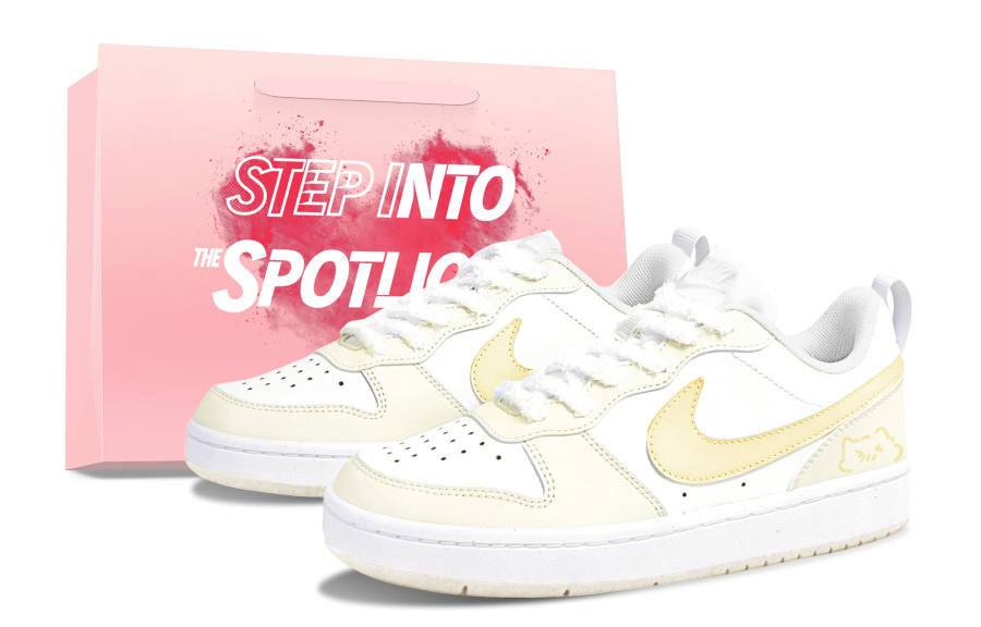 Nike Nike Court Cloud Cat Abrasion Resistant Low top Kids' Skateboarding Shoes Beige Teenagers