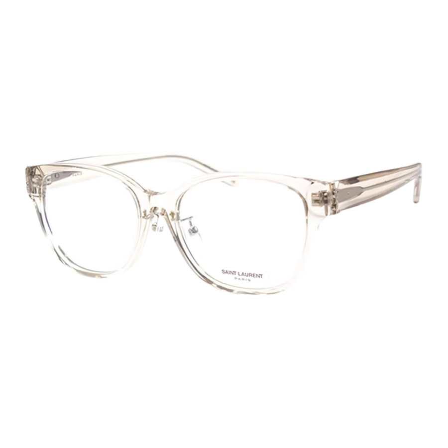 SAINT LAURENT Plate Square Prescription Glasses Women's Transparent Beige