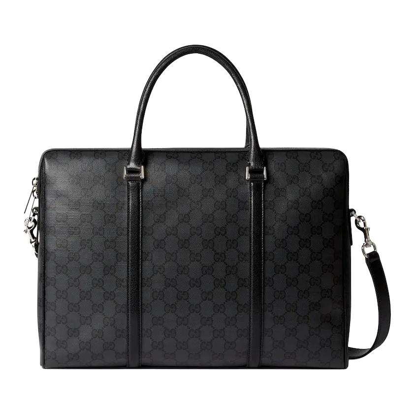 GUCCI GUCCI Coated Canvas Briefcase Medium Unisex Black