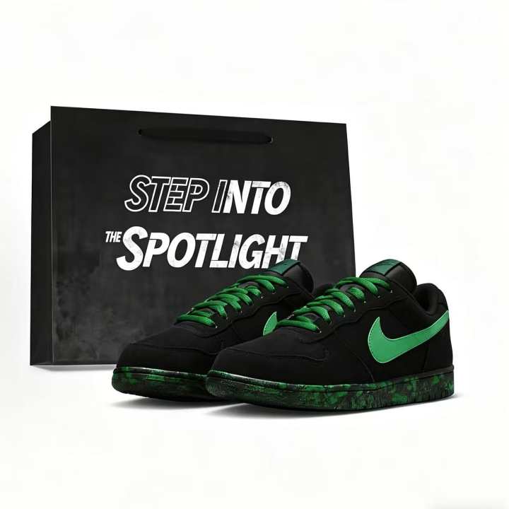 Nike Nike Big Coverage Slip Resistant Abrasion Resistant Low top Skateboard Shoes Men's Black Green