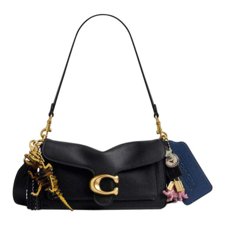 COACH COACH Tabby Cow Leather Shoulder Bag Medium Women's Black