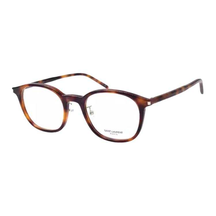 SAINT LAURENT Plate Round Prescription Glasses Unisex Light Tortoiseshell
