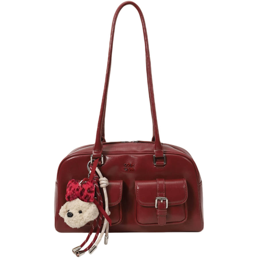 PAYOT Synthetic Leather Samba Bar Shoulder Bag Regular Women's Burgundy/Ecru