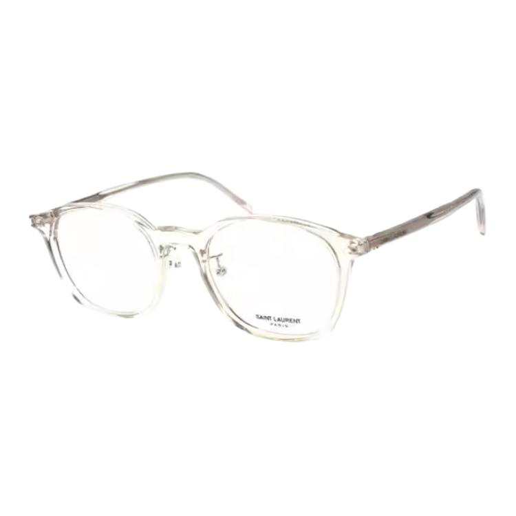 SAINT LAURENT Plate Round Prescription Glasses Unisex Transparent Beige