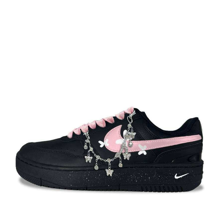 Nike Nike Gamma Force Pink Butterfly Rhinestone Synthetic Leather Low top Skateboard Shoes Women's Black
