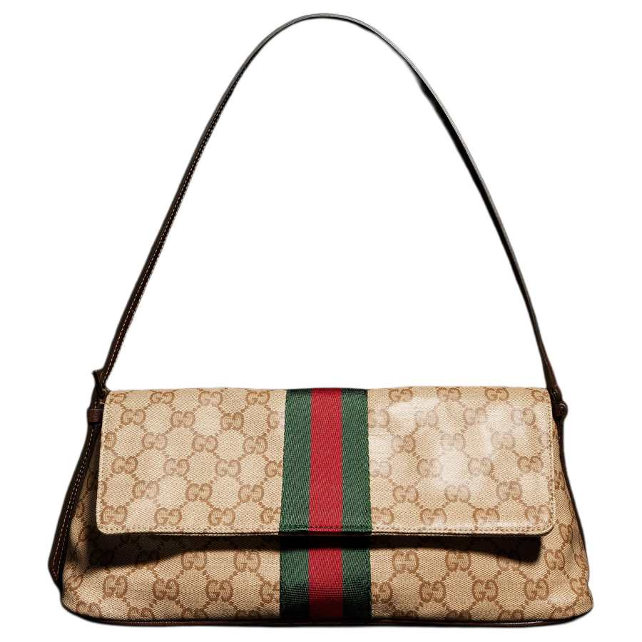 GUCCI Coated Canvas Shoulder Bag Medium Women's Sand