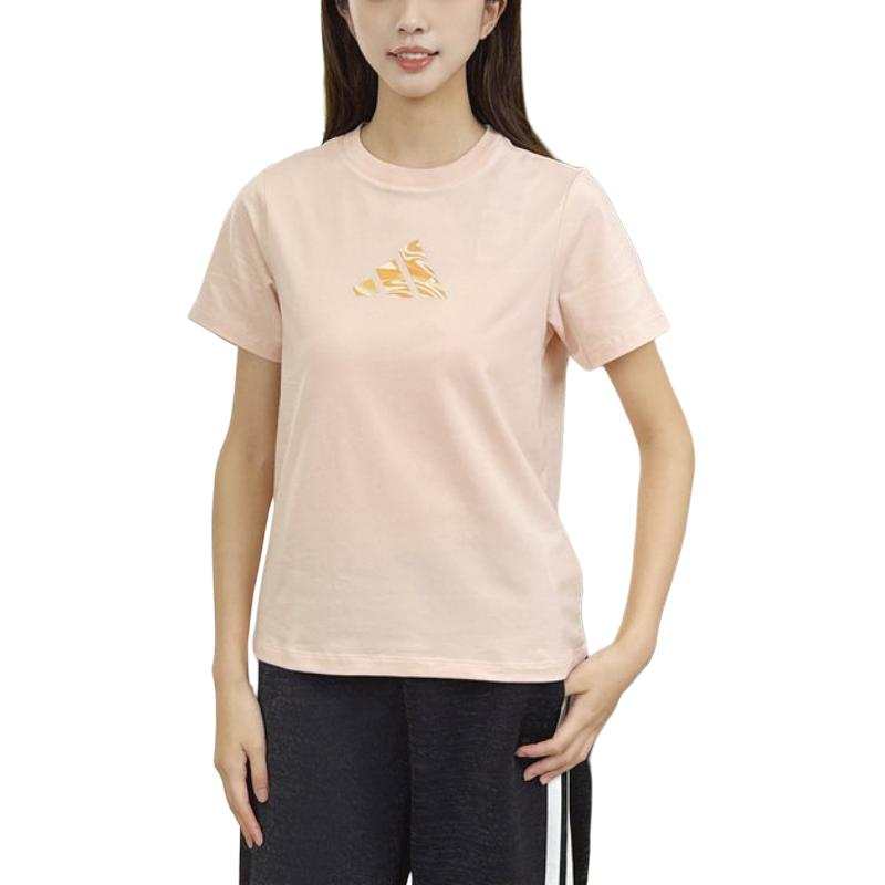 Adidas Adidas T Shirts Women's Pink/Yellow Crew Neck Moderate