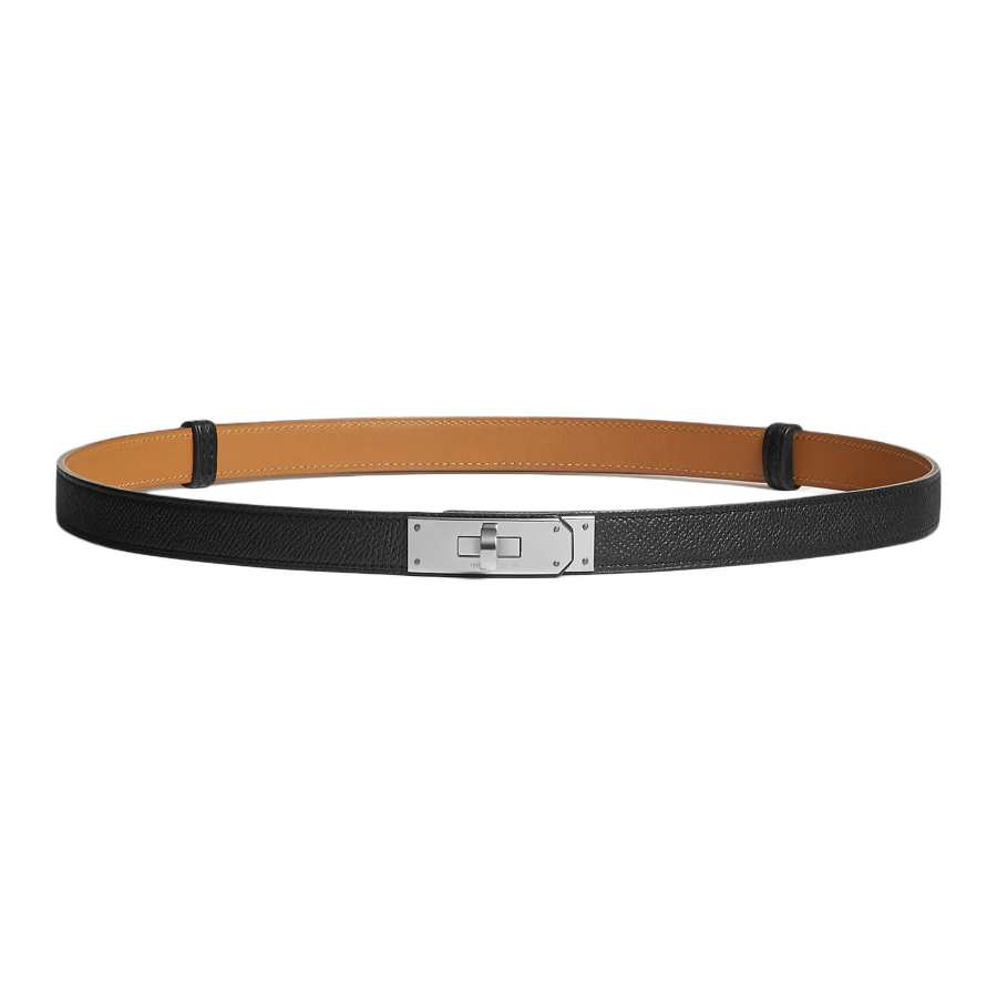 HERMES HERMES Cow Leather Belts Women's Black 1.8cm