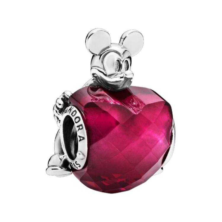 Pandora x Disney Sterling Silver, Artificial Crystal Pendants Unisex Silver/Fuchsia