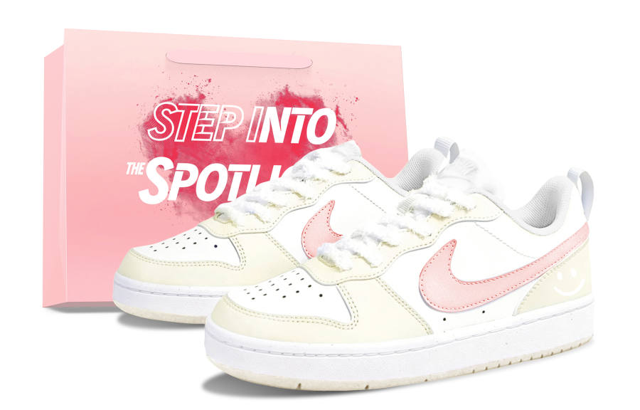Nike Nike Court Beige Peach Slip Resistant Cushioning Abrasion Resistant Low top Kids' Skateboarding Shoes Beige Yellow