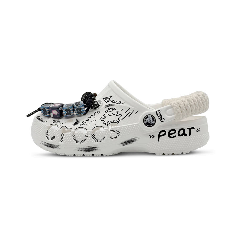 Crocs Crocs Classic Clog Little Pear Meowth EVA Clogs Unisex White