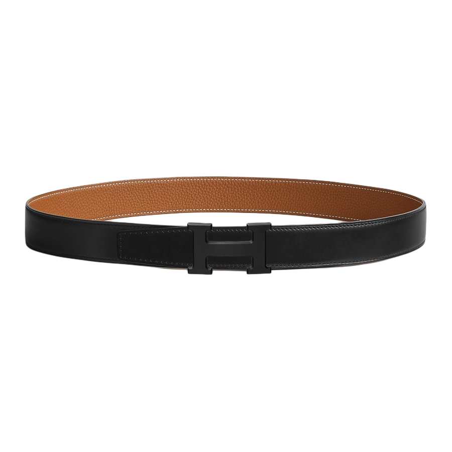 HERMES HERMES Constance Metal Calfskin Leather Belts Men's Width 3.2cm