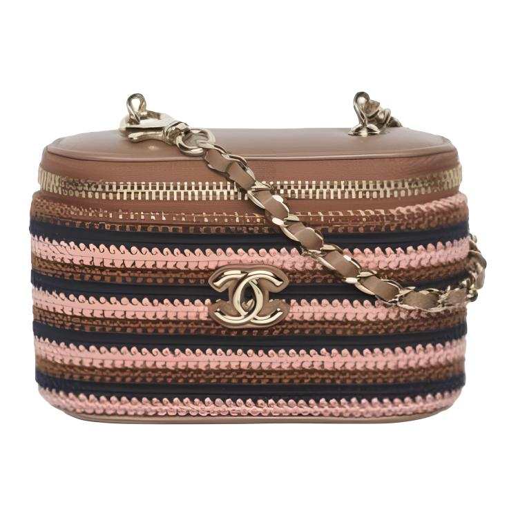 CHANEL Crochet With Sheepskin Crossbody Bags Unisex Pink & Black
