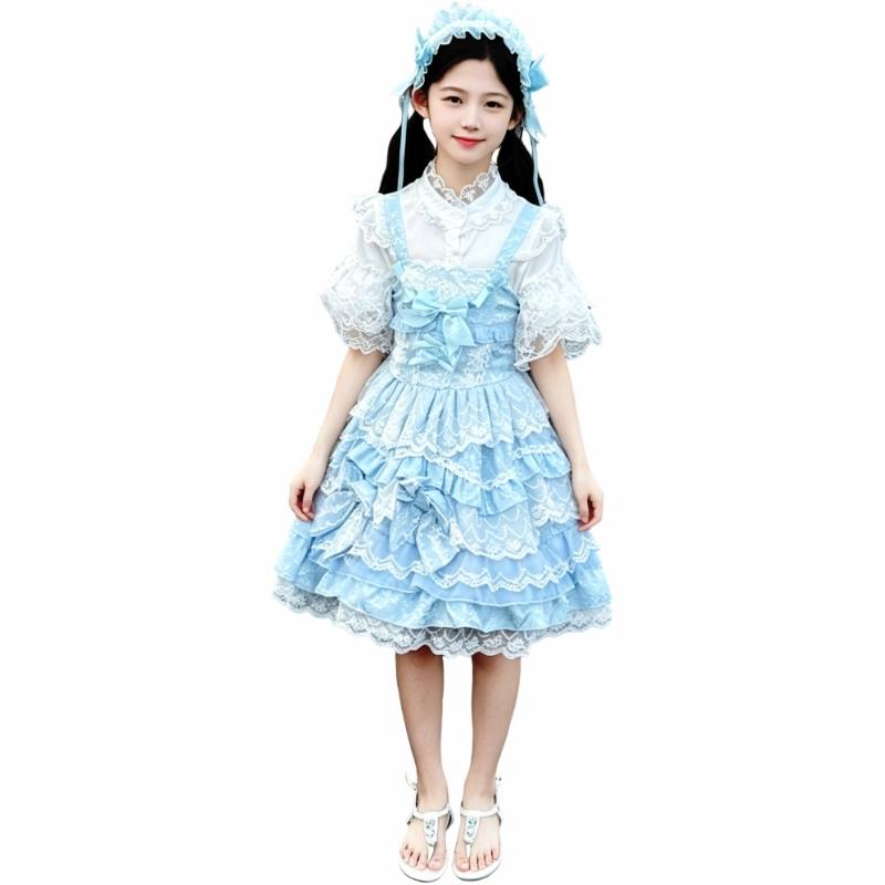YALU Grade School Two Piece Skirt Sets Crew Neck Moderate Short