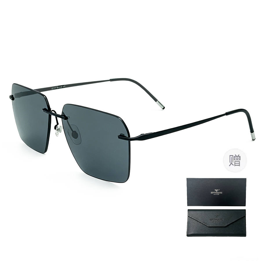 SEPTWOLVES SEPTWOLVES Stainless Steel Irregular Shape Sunglasses Men's