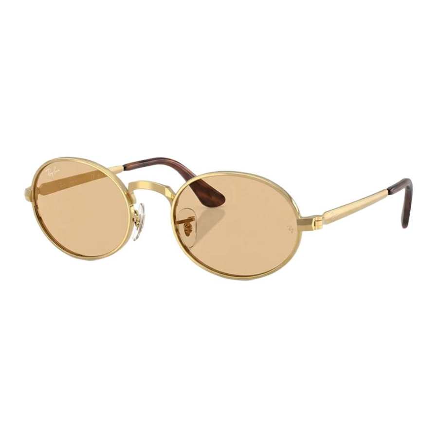 RayBan RayBan Metal Oval Sunglasses Unisex Gold
