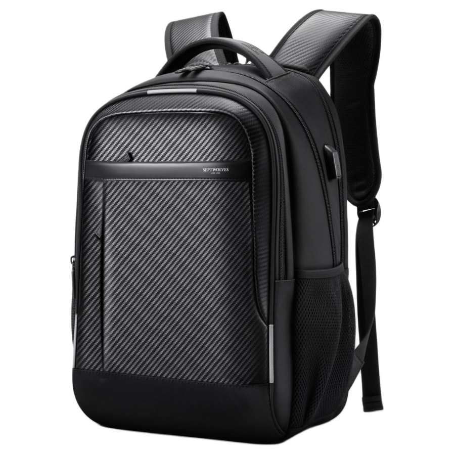 SEPTWOLVES SEPTWOLVES Fabric Backpack Regular Men's Black