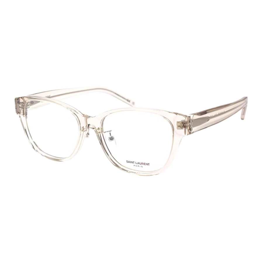 SAINT LAURENT Plate Square Prescription Glasses Women's Transparent Beige