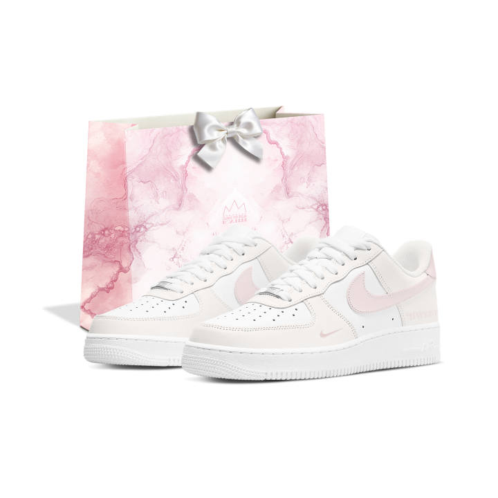 Nike Nike Air Force 1 Shopping Bag, Berry Pudding Slip Resistant Height Increasing Low top Children's Basketball Shoes