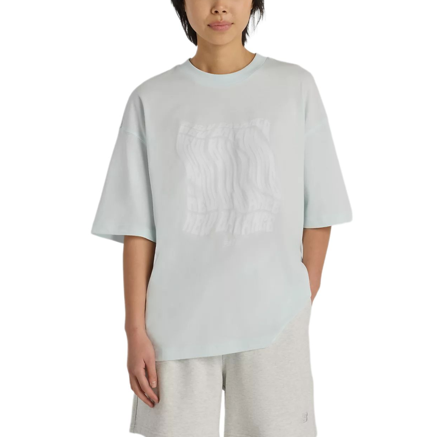 New Balance New Balance T Shirts Women's Shimmery Blue Crew Neck Moderate