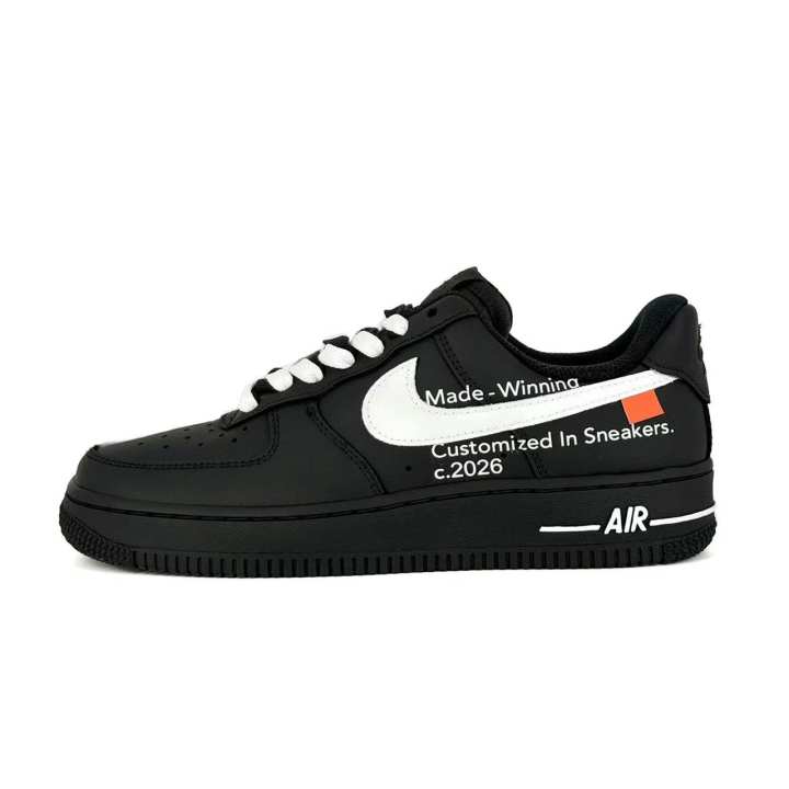 Nike Nike Air Force 1 Black & White Double Demons Leather Cushioning Breathable Low top Skateboard Shoes Men's Black