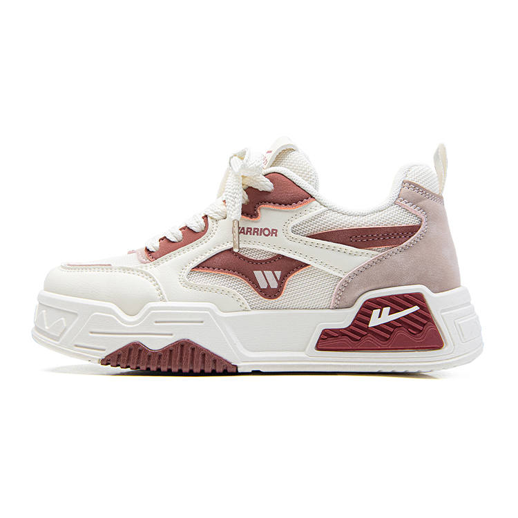 Warrior Coverage Abrasion Resistant Lightweight Breathable Low top Skateboard Shoes Women's Beige Red