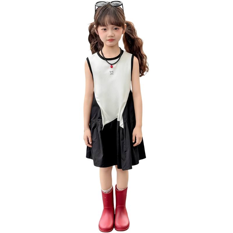YALU Grade School Dresses Crew Neck Thin Mid Length Stretch