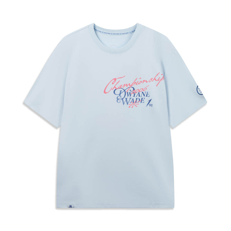 Li-Ning Li Ning Wade T Shirts Men's Folk Blue Crew Neck Moderate