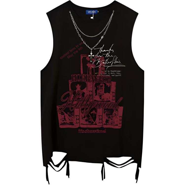 Lnga Landgre Tank Tops Men's Crew Neck Thin Lace Up